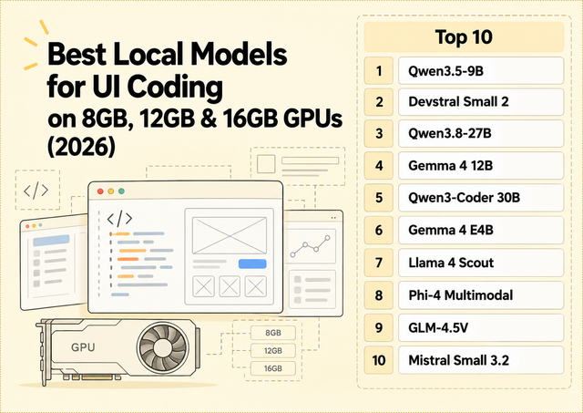 Best Local Models for UI Coding on 8GB, 12GB & 16GB GPUs (2026)