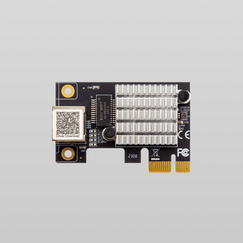 PCIe 2.5G Ethernet Adapter with Realtek RTL8125 chipset, heatsink, and driver QR code.