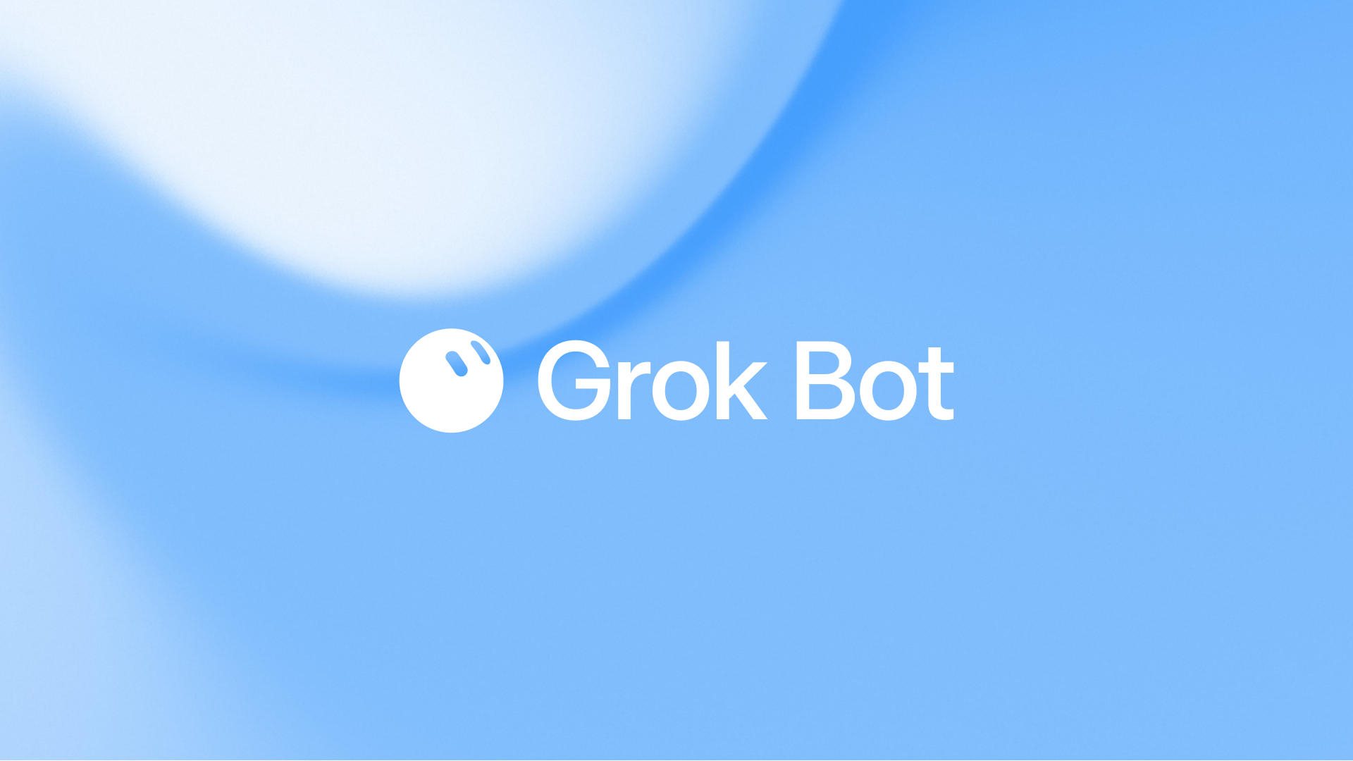 Official Grok Bot launch artwork with the Grok Bot wordmark on a blue background.