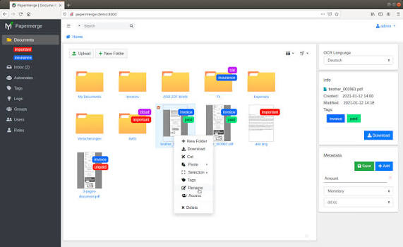 Configuration matérielle requise pour Papermerge : RAM, processeur, OCR et stockage