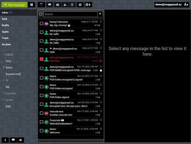 Requisitos de hardware de SnappyMail: RAM, CPU, PHP y backend de correo