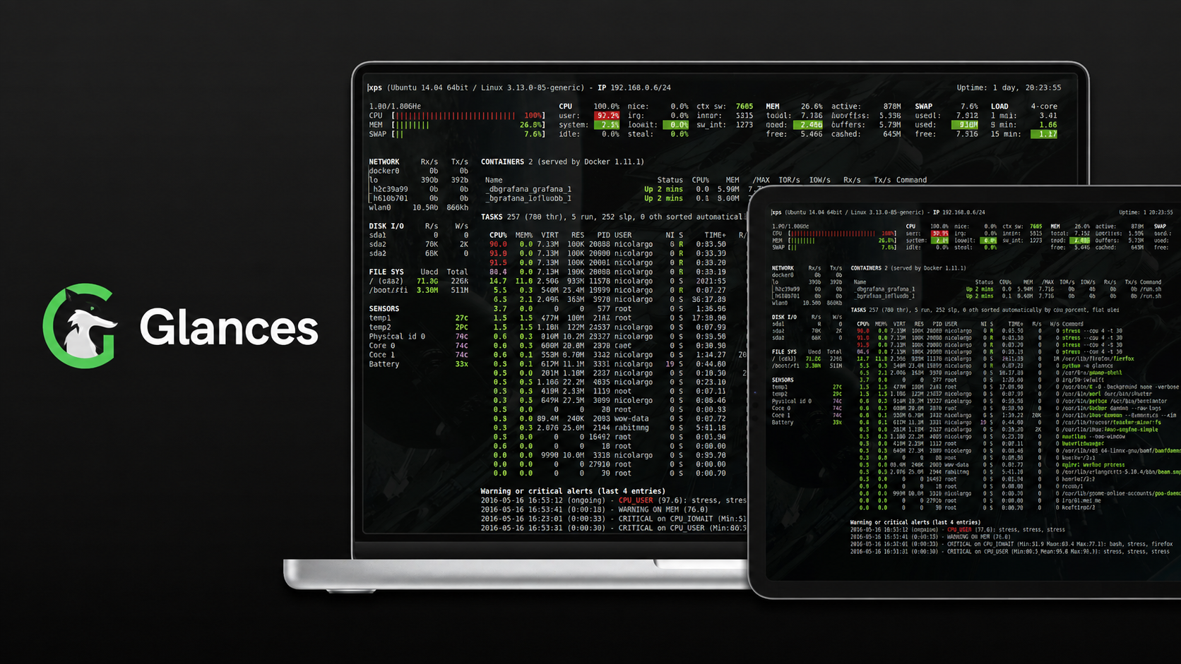 Requisiti hardware di Glances: CPU, RAM, Docker e carico di monitoraggio