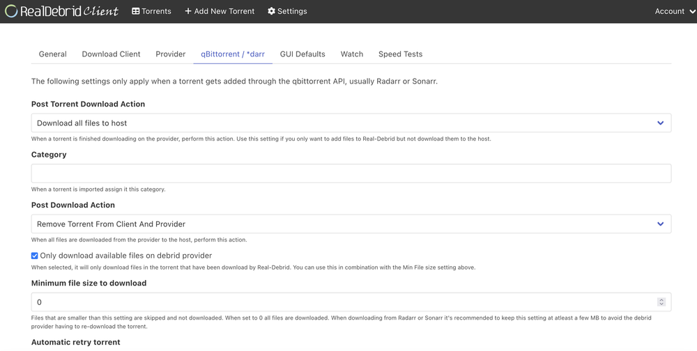 Real-Debrid Torrent Client
