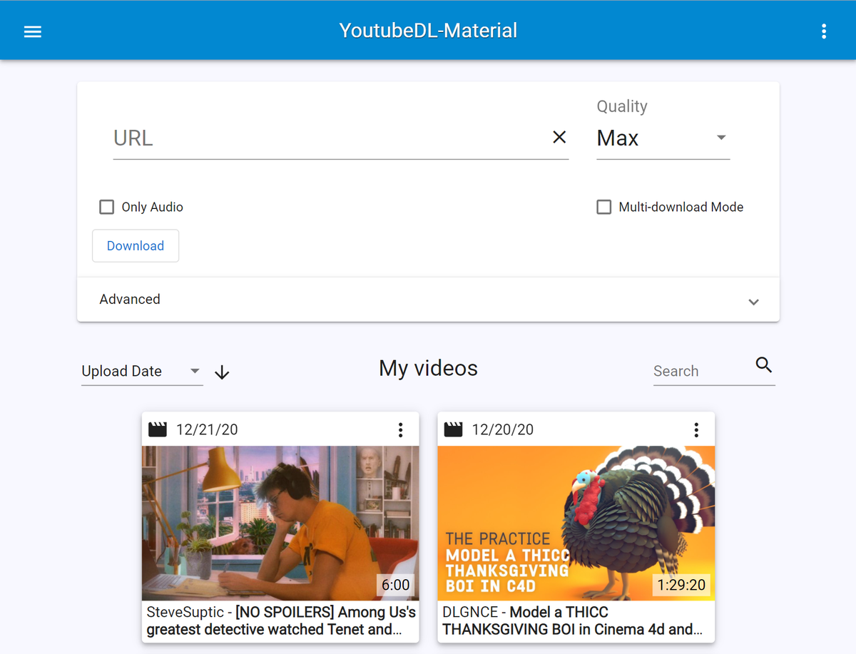 YouTubeDL-Material 하드웨어 요구 사항: RAM, CPU, 저장 공간 및 다운로드 UI와 데이터베이스