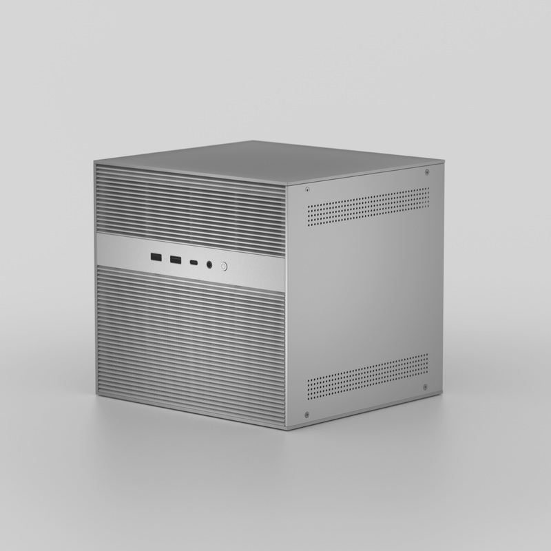 ZimaCube 2 silver personal cloud NAS server with front USB ports and ventilation