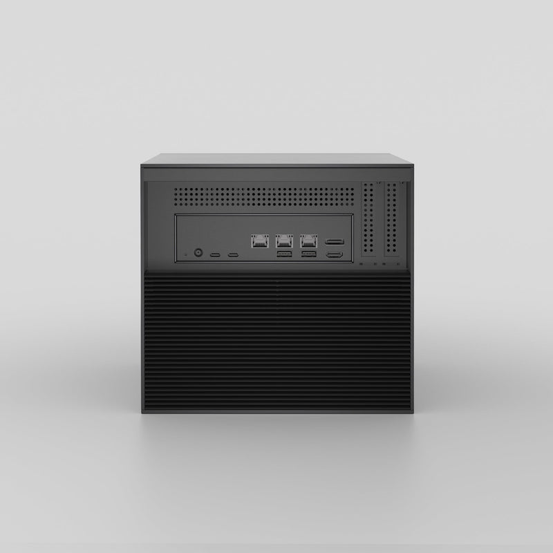 ZimaCube Pro rear view with USB, Thunderbolt 4, 2.5G/10G Ethernet, HDMI, and DP ports.