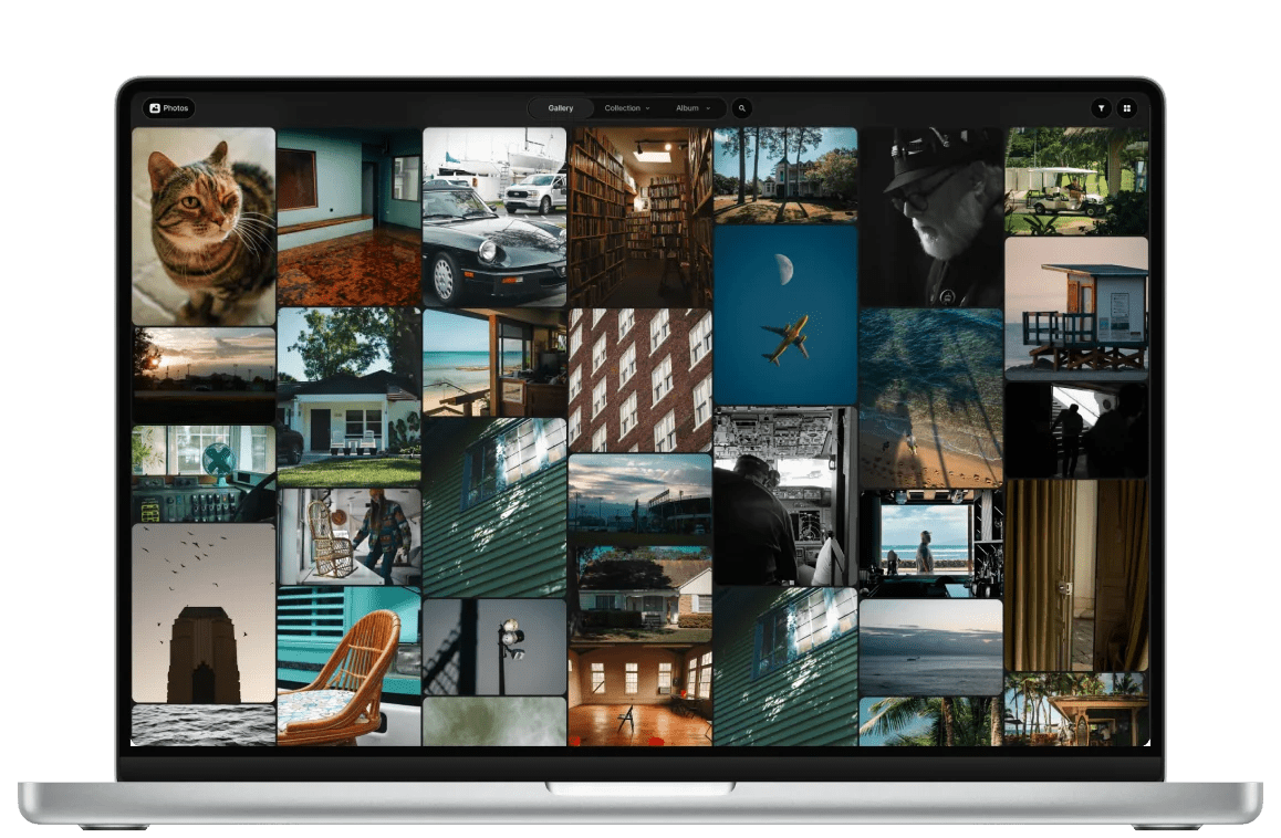 ZimaOS Photos gallery on a desktop display