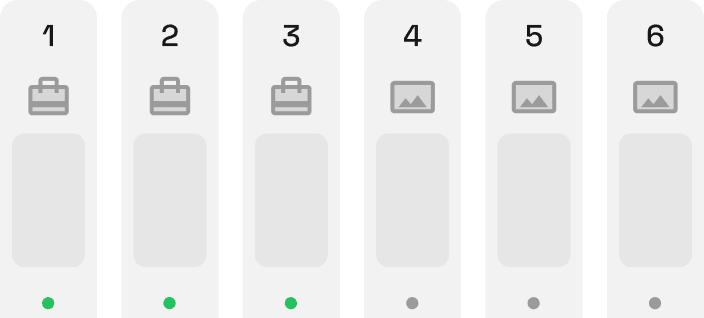 Six protected RAID storage bays
